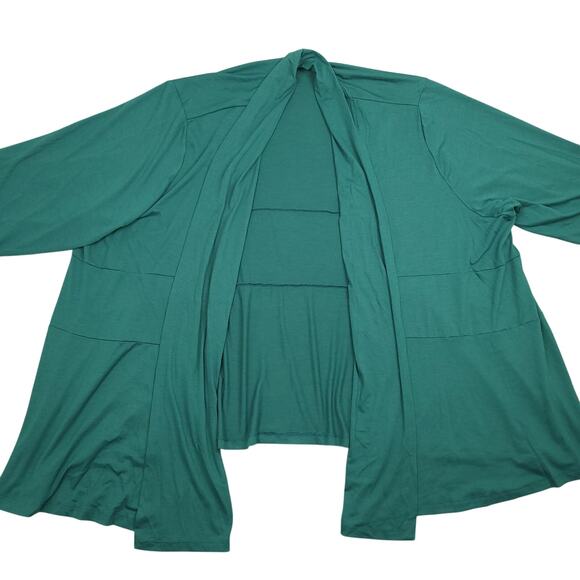 Catherines Women's Kimono Cardigan Sz 5X Open Front Mock Neck Casual Green - Picture 3 of 9